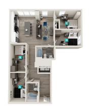 D10 - 4x2 Standard Bedroom Shared Bathroom floor plan